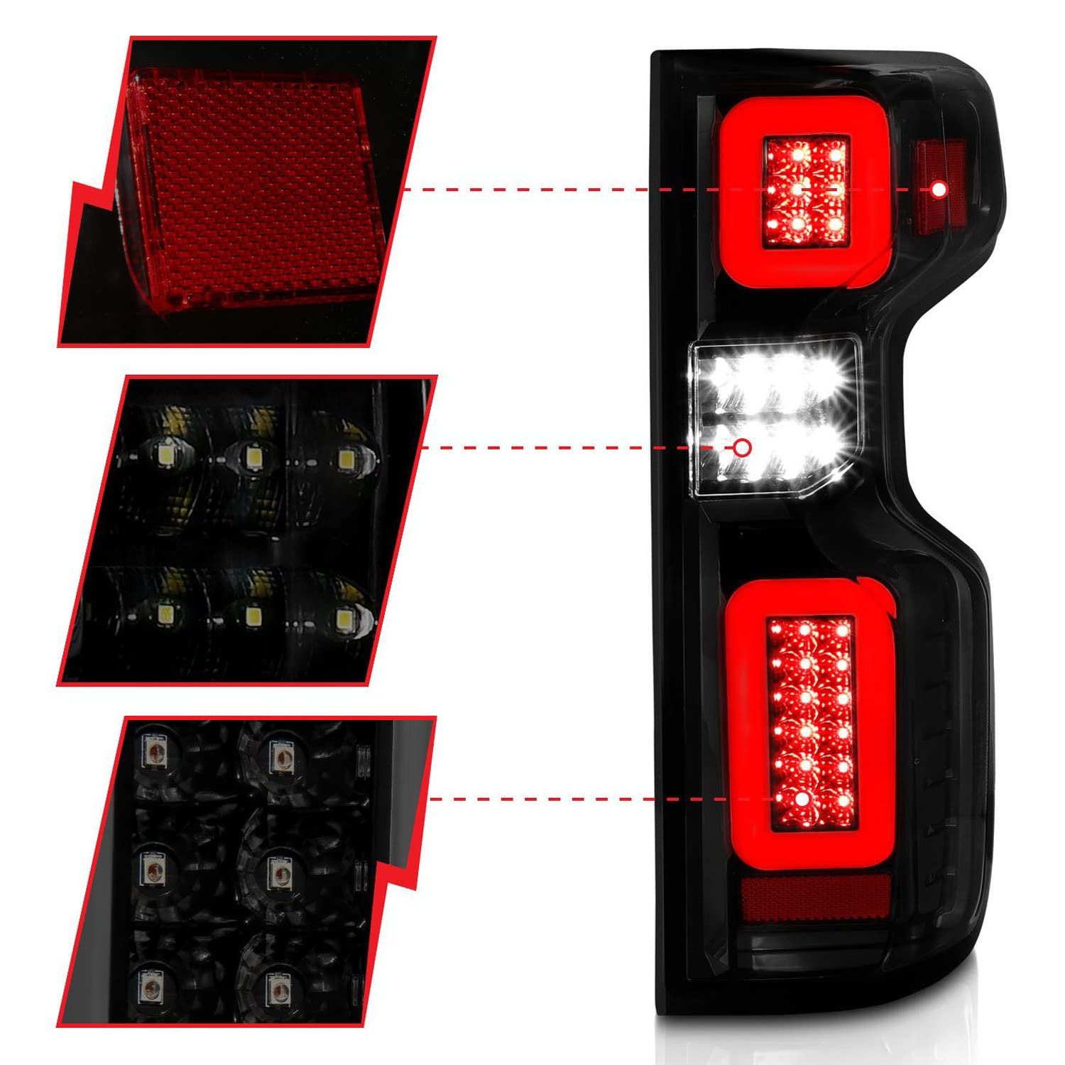 19-21 Chevy Silverado ANZO USA Aridex Full LED Tailights Black Housing Smoke Lens G2 (w/C Light Bars) (311415)