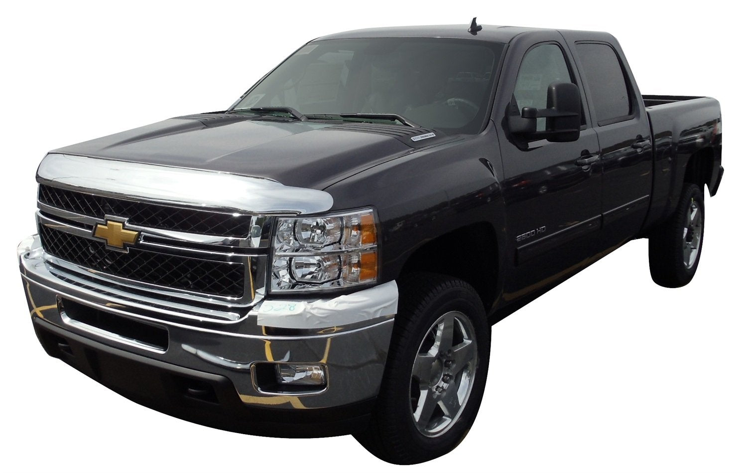 Chrome Hood Shield / Protector Auto Ventshade [AVS] | Fits 2011 - 2014 Silverado 2500HD & 3500HD | Medium Profile Bug Deflector - 1 pc., Chrome | 680102