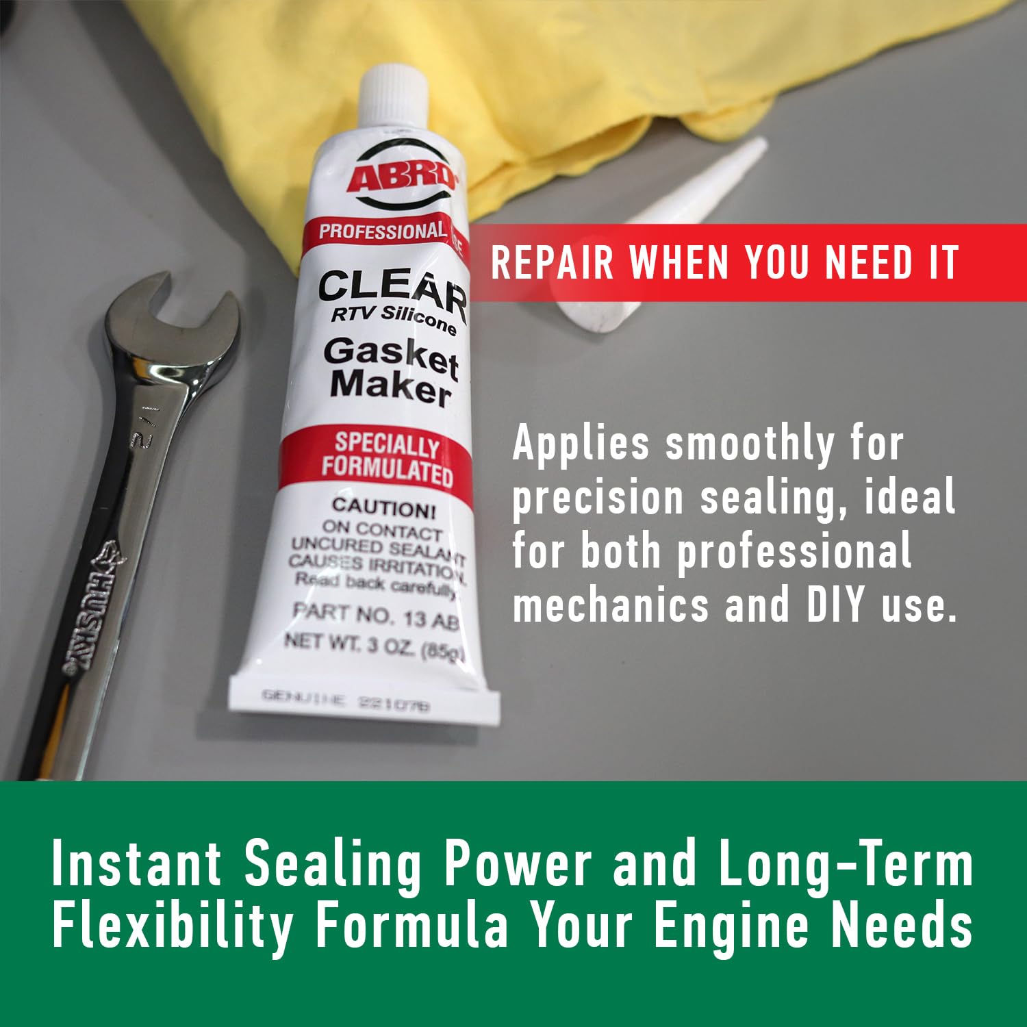 RTV Silicone Sealant and Gasket Maker ABRO: Up to 500 Degree F Heat, High Temp Silicone Sealant, 3 oz/85g Tube - Clear