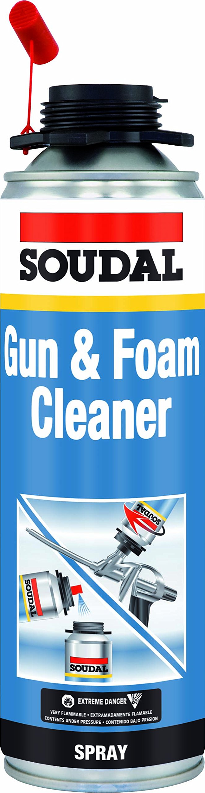 Cleaning Solvent Soudal 902000 for Cleaning Gun Applicator and Uncured Foam Spillage, Clear