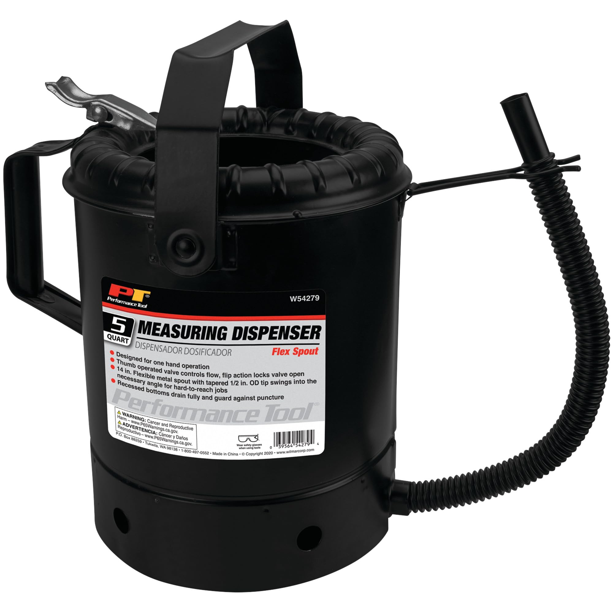 5-Quart Performance Tool W54279 Flex-Spout Measuring Dispenser Black