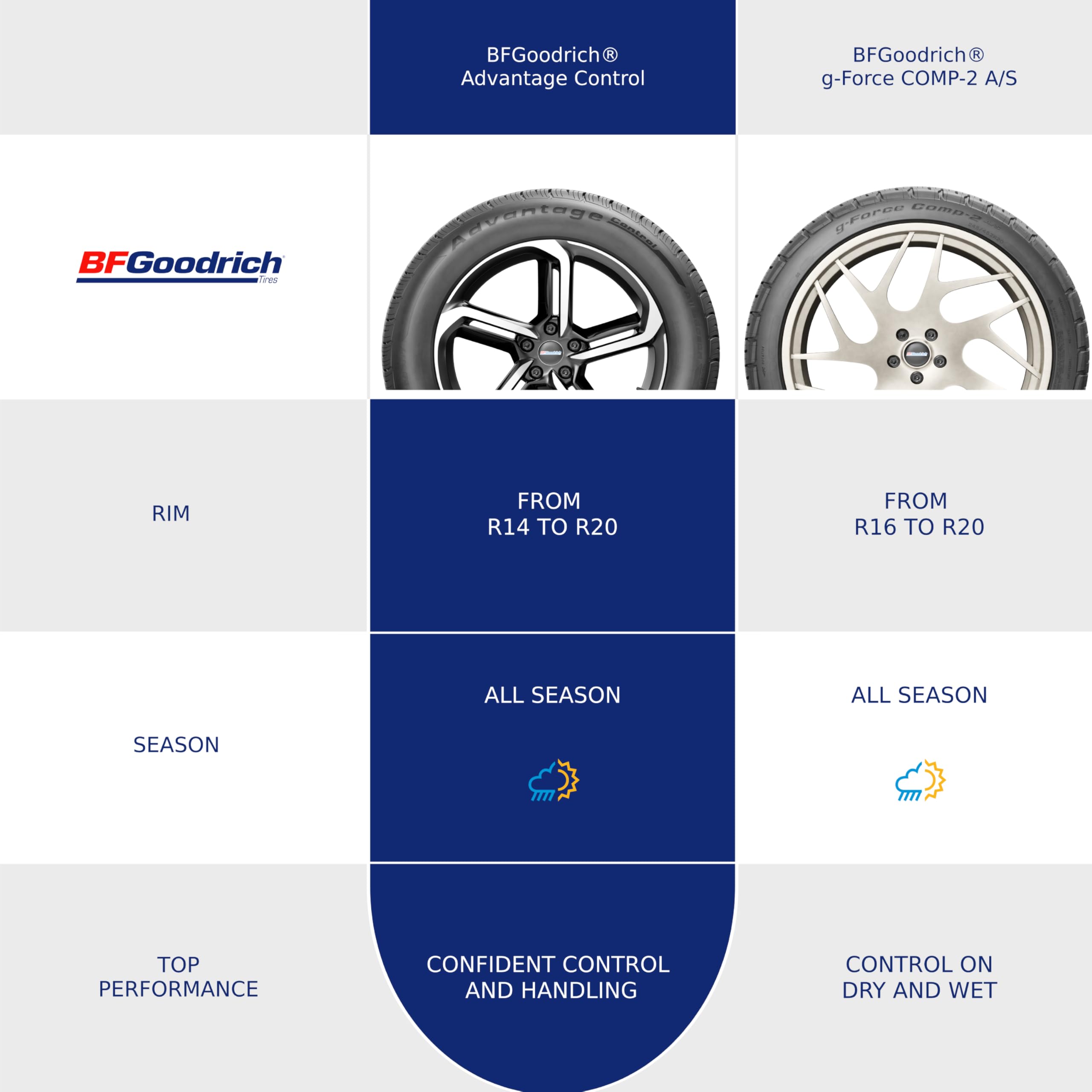 Advantage Control BFGoodrich All-Season Tire for Cars and Crossovers, 235/45R19 95H