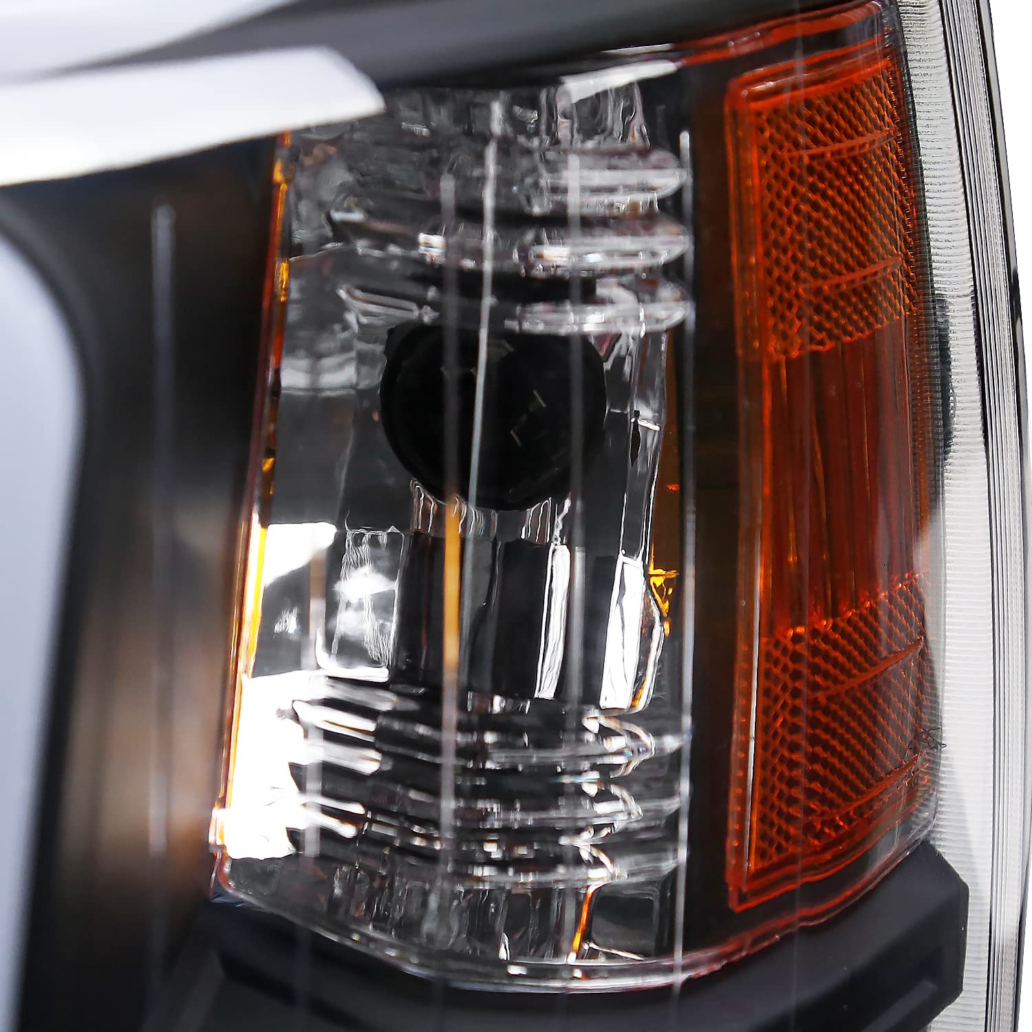 Black Headlights w/LED Light Bar SPEC-D TUNING Compatible with 2007-2013 Chevy Silverado 1500, 2007-2014 Silverado 2500HD 3500HD, Left + Right Pair Headlamp Assembly