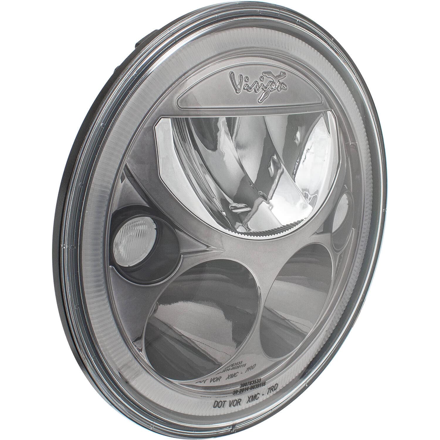 7" Round Vision X Lighting (XIL-7RDB) VX LED Headlight w/Low-High-Halo, Single Light, Black Chrome Face