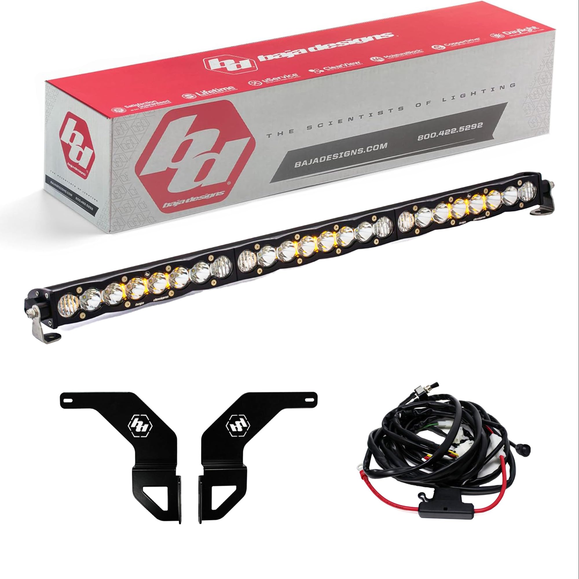 Baja Designs 30-inch S8 LED Bar Bumper Light Kit for Toyota Tacoma 2016-21 Truck (Driving/Combo; Clear)