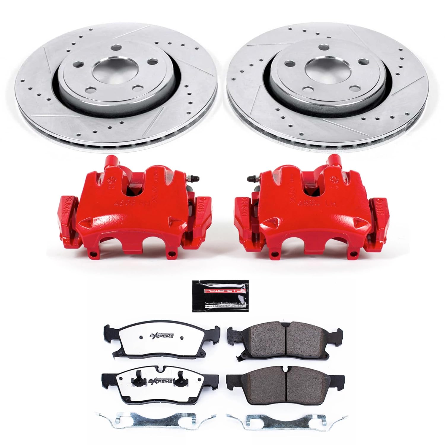 Power Stop Z36 KC5951-36 Truck & Tow Performance Front Brake Kit with Powder Coated Calipers For Dodge Durango 2011-2017, Jeep Grand Cherokee 2011-2016 [Model Specific]