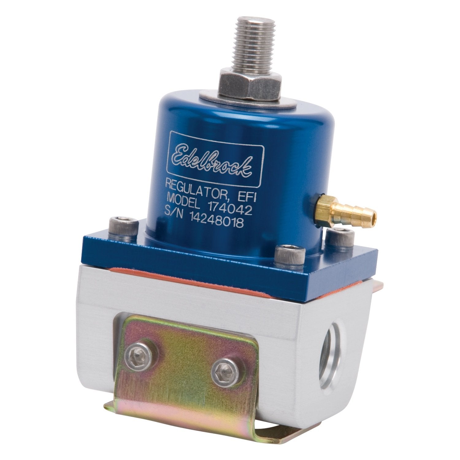 Edelbrock EFI Fuel Pressure Regulator 174042 180 GPH 35-90 PSI. 6AN Inlet/Outlet 6AN Return Line Blue/Clear