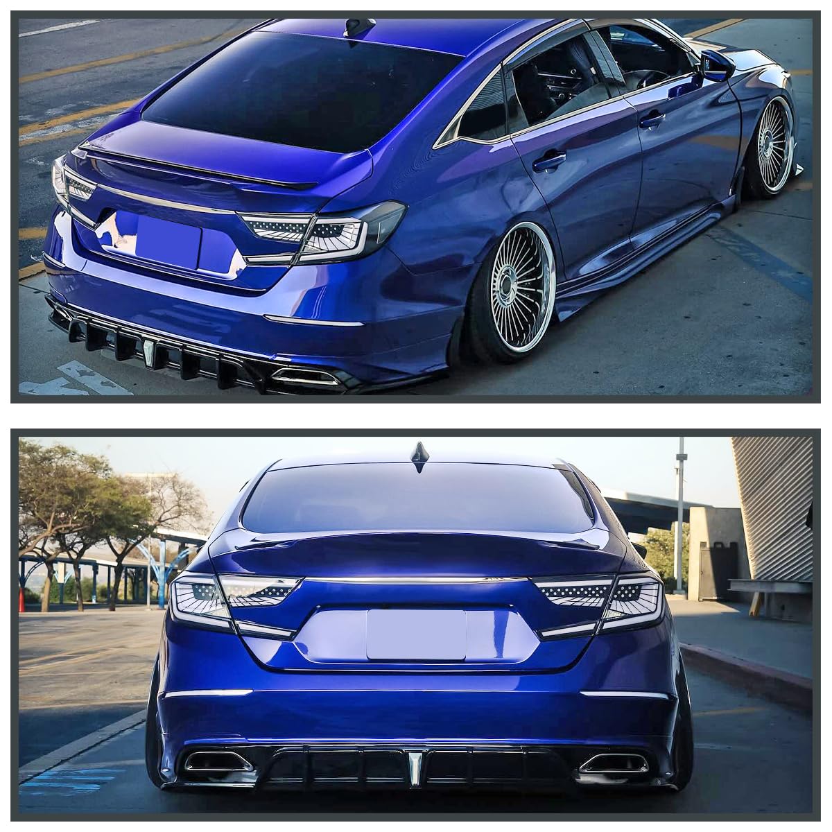 Black LED Sequential Tail Lights SPEC-D TUNING w/White Light Strips and Startup Animation Compatible with 2018-2022 Honda Accord 4Dr Sedan, Left + Right Pair Assembly