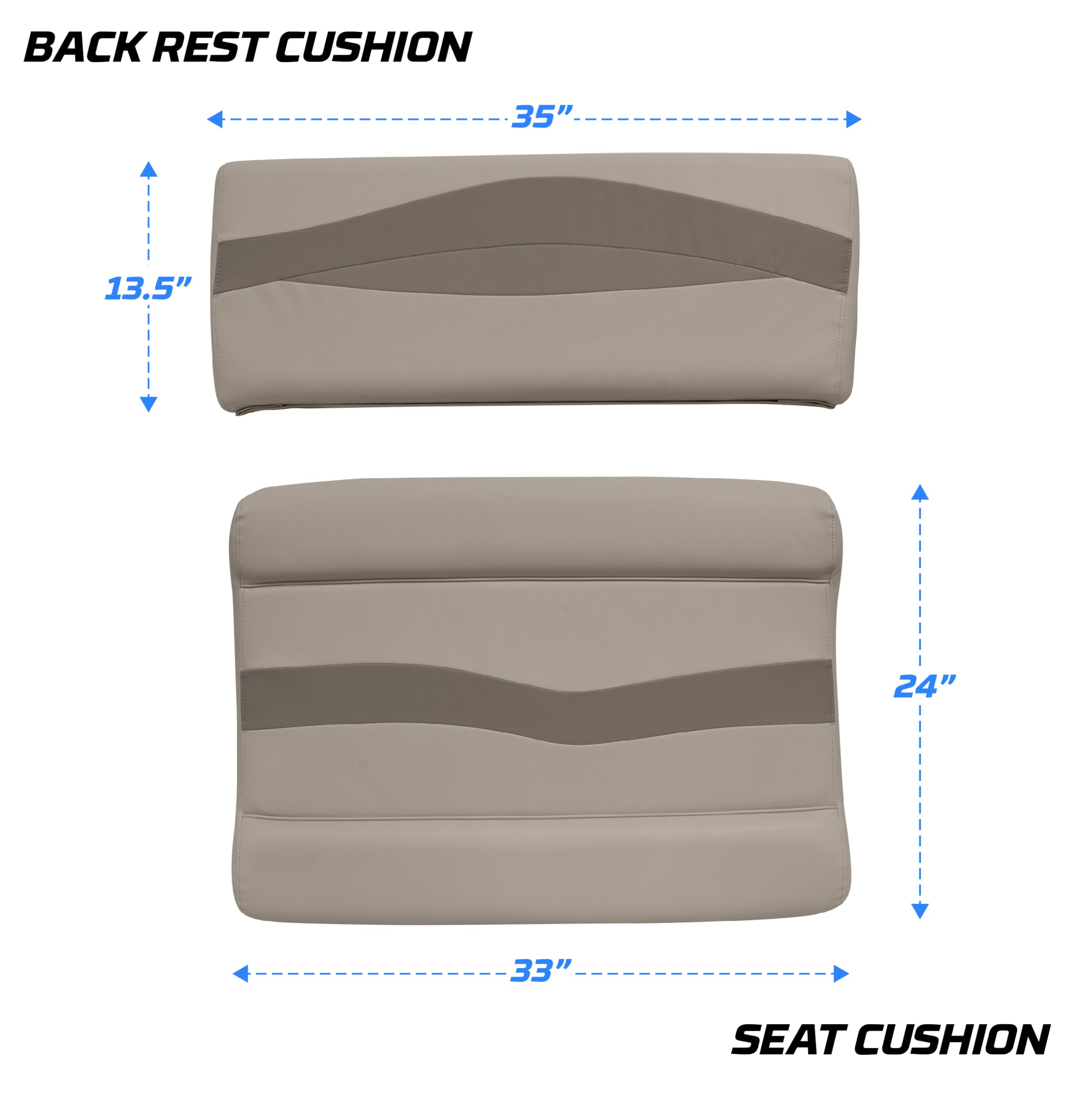 Wise Premier Series BM1152-1749 Pontoon Flip-Flop Seat Cushion Set, Mocha Java/Café/Mushroom