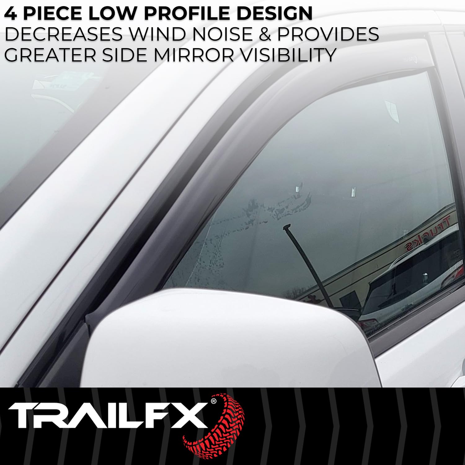 TrailFX Rain Guards Low Profile Fits 2010-2024 Toyota 4Runner in-Channel Smoked Window Vents Acrylic Rainguards Snap-in Installation Set of 4 Rain Guards TrailFX 4242IC