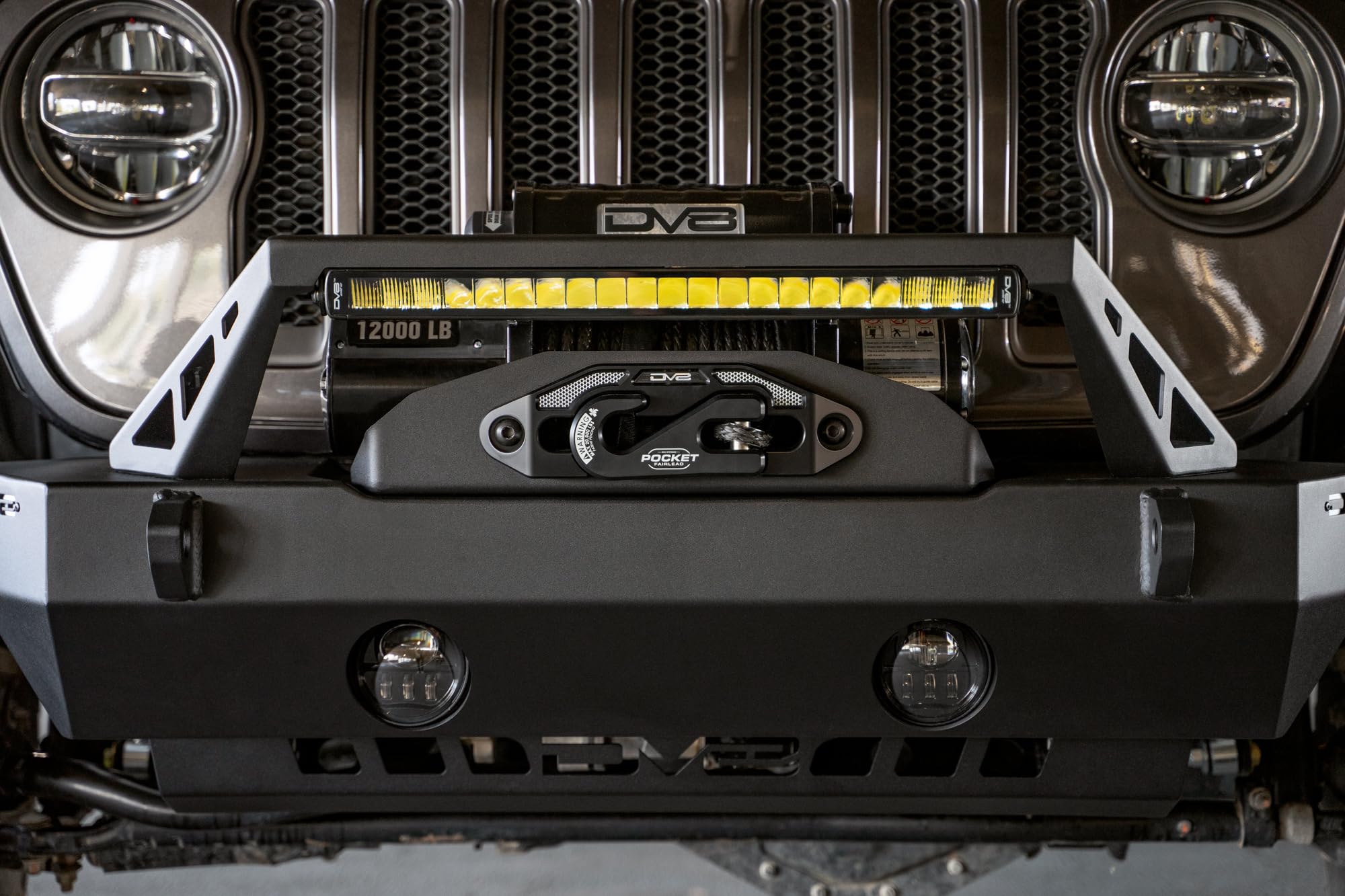 DV8 Offroad FS-25 Front Stubby Bumper for the 2007-2025 Jeep Wrangler JL/JK & Gladiator JT | Plated Bolt-On Bull Bar | Fog Light Mounts | Winch Mount Compatible With Multiple Sizes