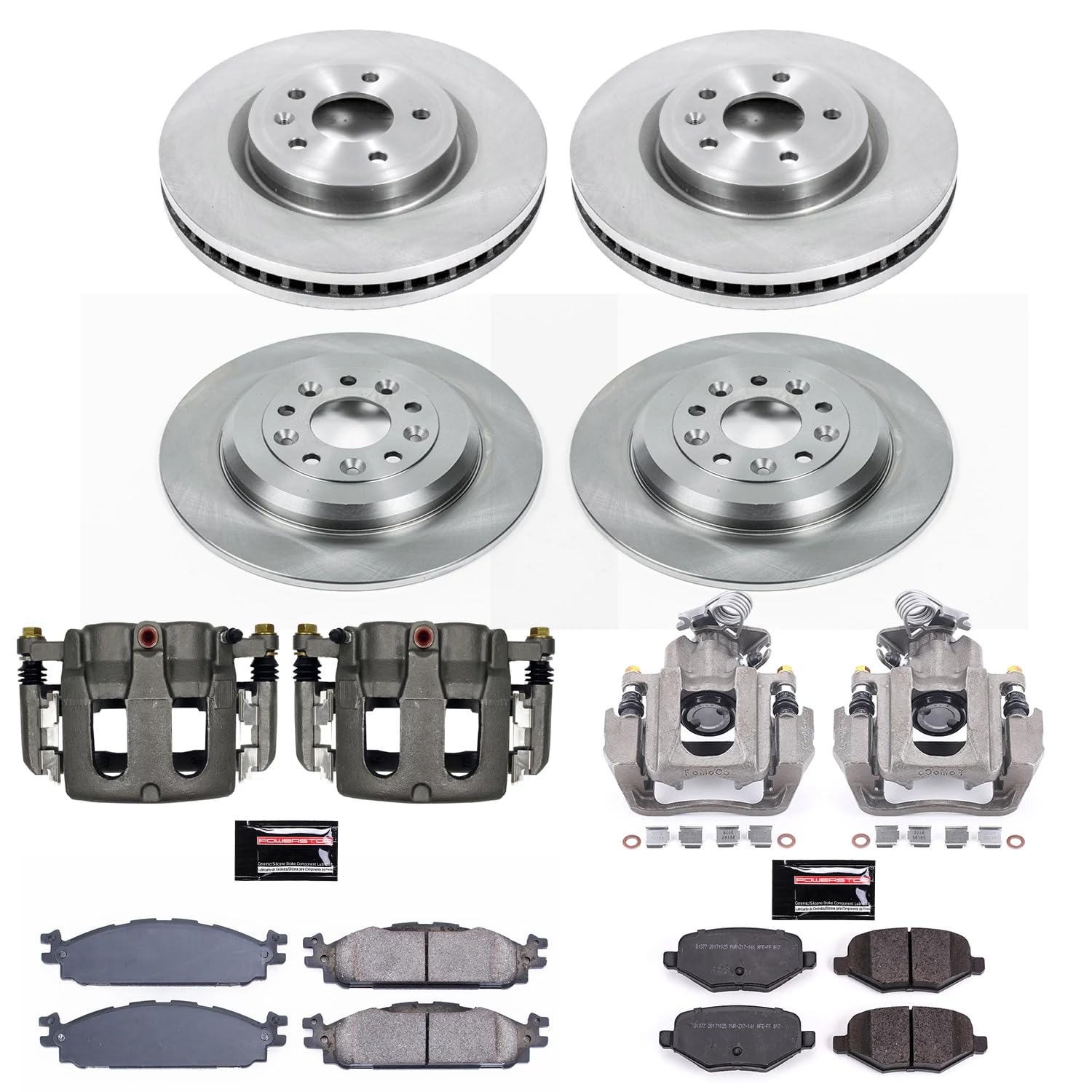 Power Stop KCOE5584A Brake Kit Stock Replacement with OE Calipers- Front & Rear For Lincoln MKS 2011-2012 [Model Specific]