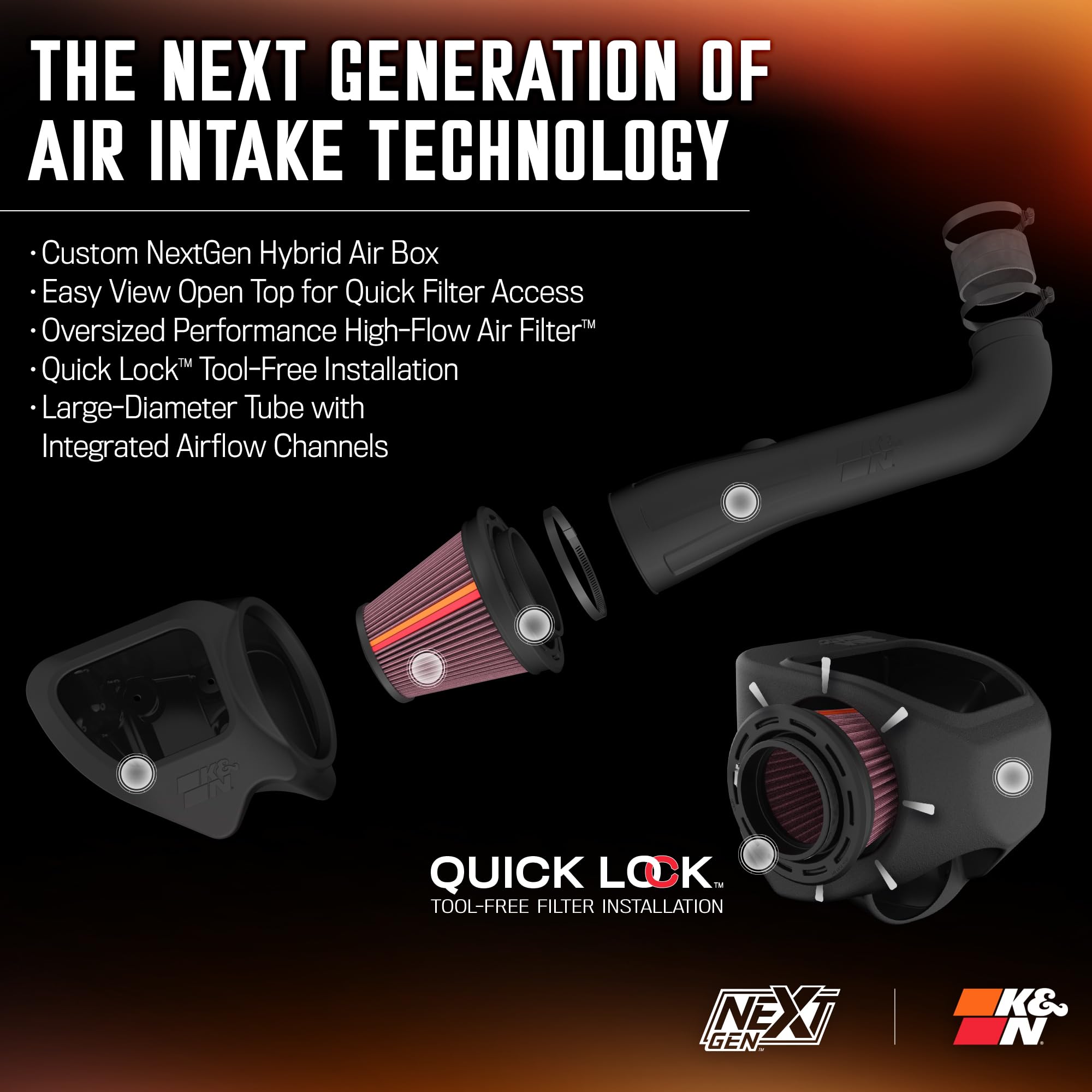 K&N Cold Air Intake System NextGen: High-Flow Cotton Filter: Compatible with 2012-2018 JEEP: Wrangler, Wrangler JK, 50-1566