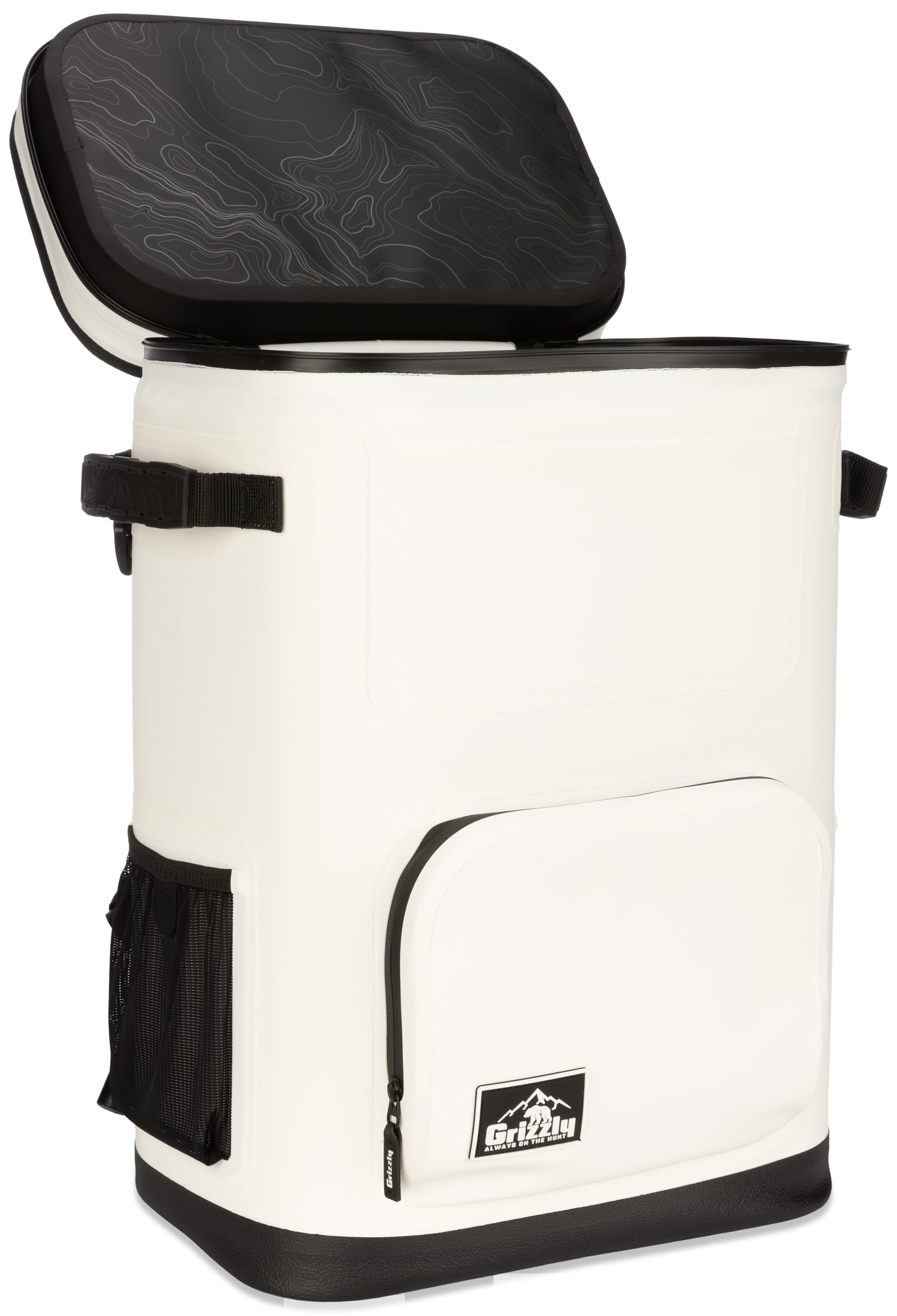 24 Grizzly Drifter Backpack Cooler, Insulated for Beach Boat Camping Fishing Hunting, 24-Quart Capacity, Whiteout