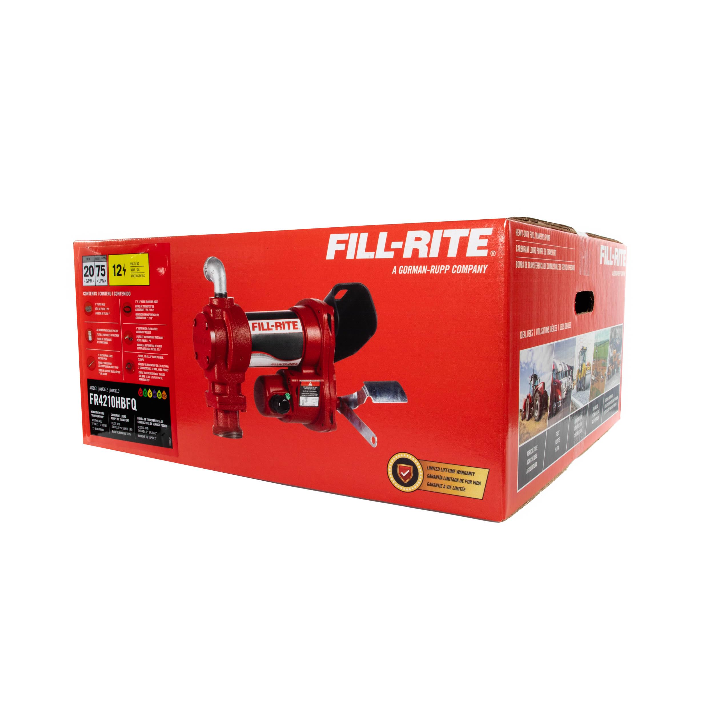 Fill-Rite 12V FR4210HBFQ 20 GPM Fuel Transfer Pump with Standard Filter Package - Gasoline, Diesel, Kerosene, Ethanol Blends, Methanol Blends & Biodiesel