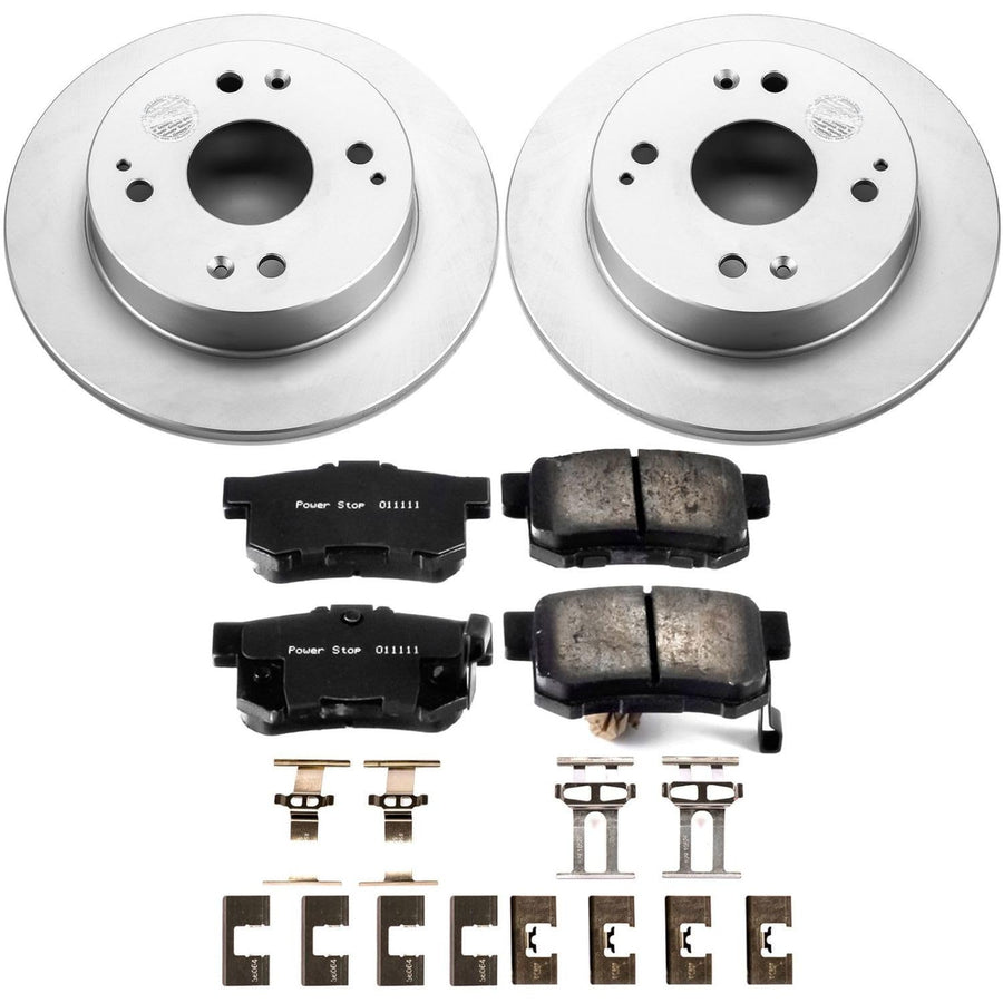 Power Stop Coated Brake Rotor and CRK701 Ceramic Brake Pads- Rear For Acura CL 1997 | Honda Accord 1991-1997 [Vehicle Specific]