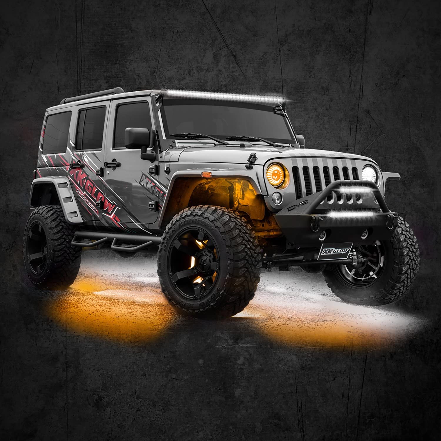 XKGLOW 4pc XK-Rock-STA-DM 6W LED Rock Light Standard Kit with Dual-Mode Dash Mount Controller