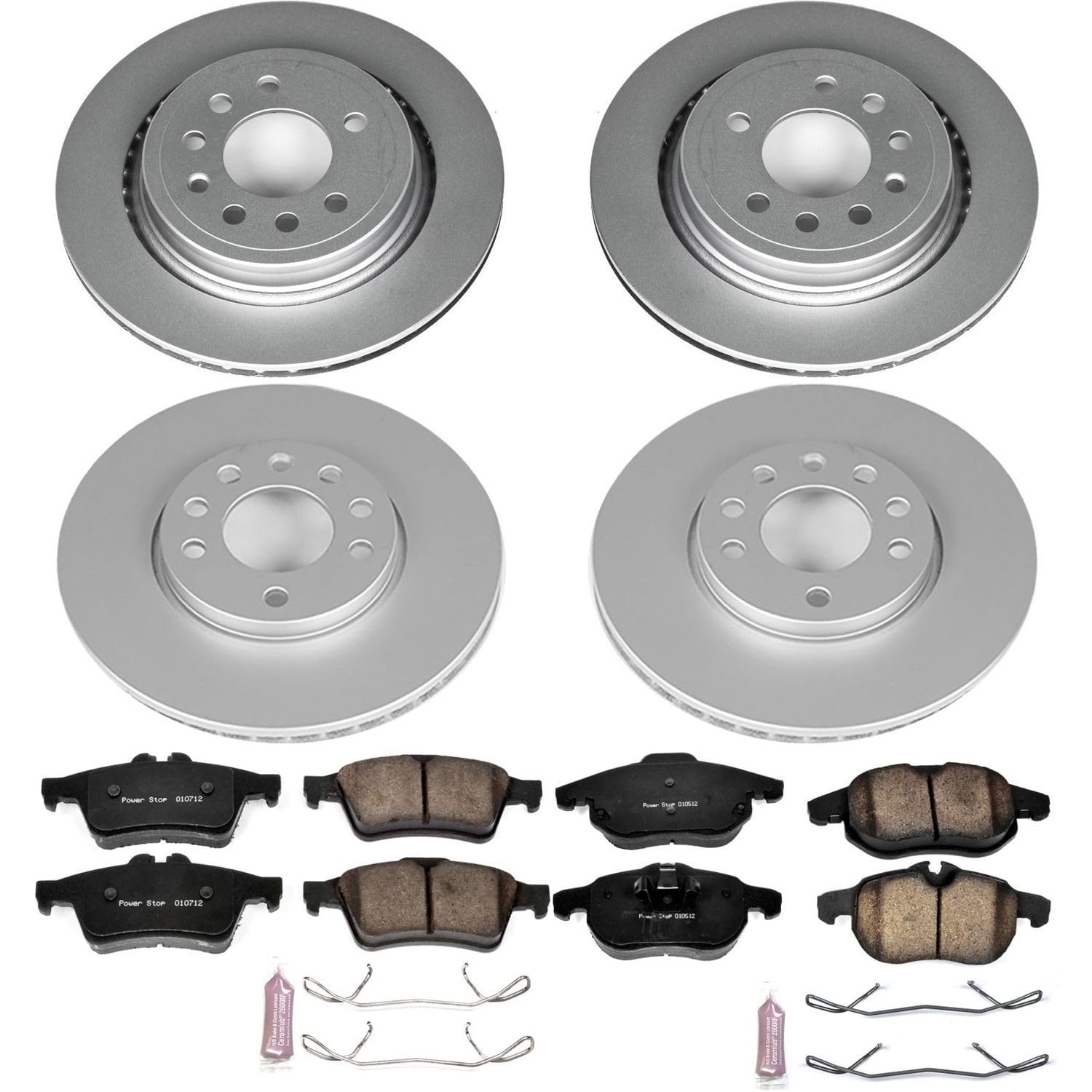 Power Stop CRK8156 Brake Kit Front & Rear Coated Rotor - Coated Brake Rotors and Z23 Ceramic Brake Pads For Saab 9-3 2008-2011, Saab 9-3X 2010-2011 [Model Specific]