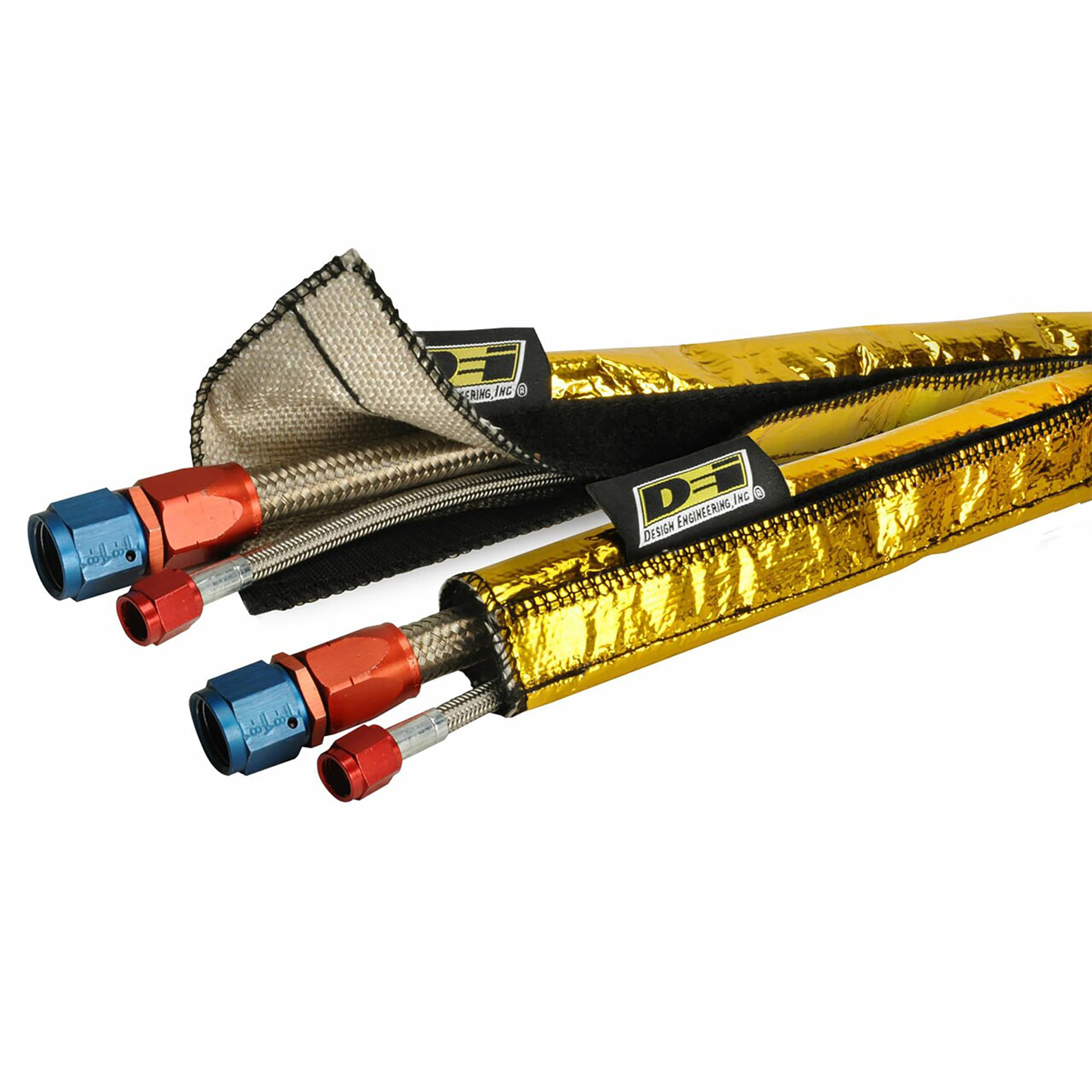 Heat Shroud GOLD Design Engineering 10924 2-2.5" ID x 36" Line Sleeving Hi-Temp Protection up to 800°F (with Hook and Loop Closure)