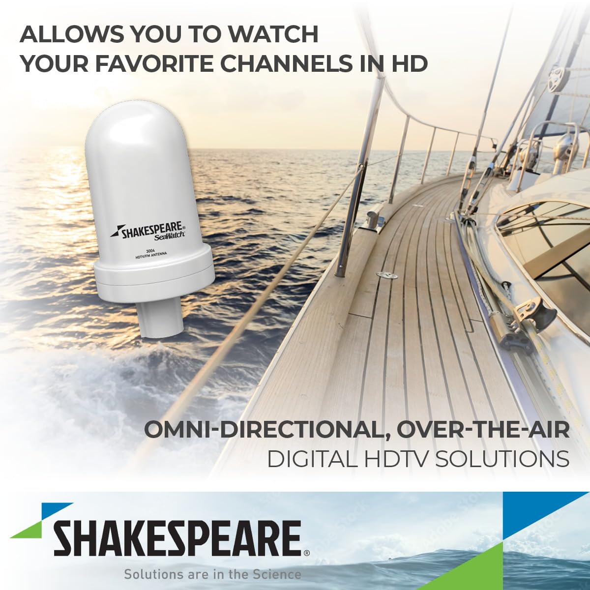 3004 Shakespeare SeaWatch Marine TV Antenna, 4"