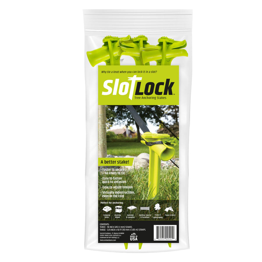 18 Inch SlotLock Multi-Purpose Anchoring Stake Kit, for Use with Landscaping, Tents, Inflatables, and More, 3-Pack