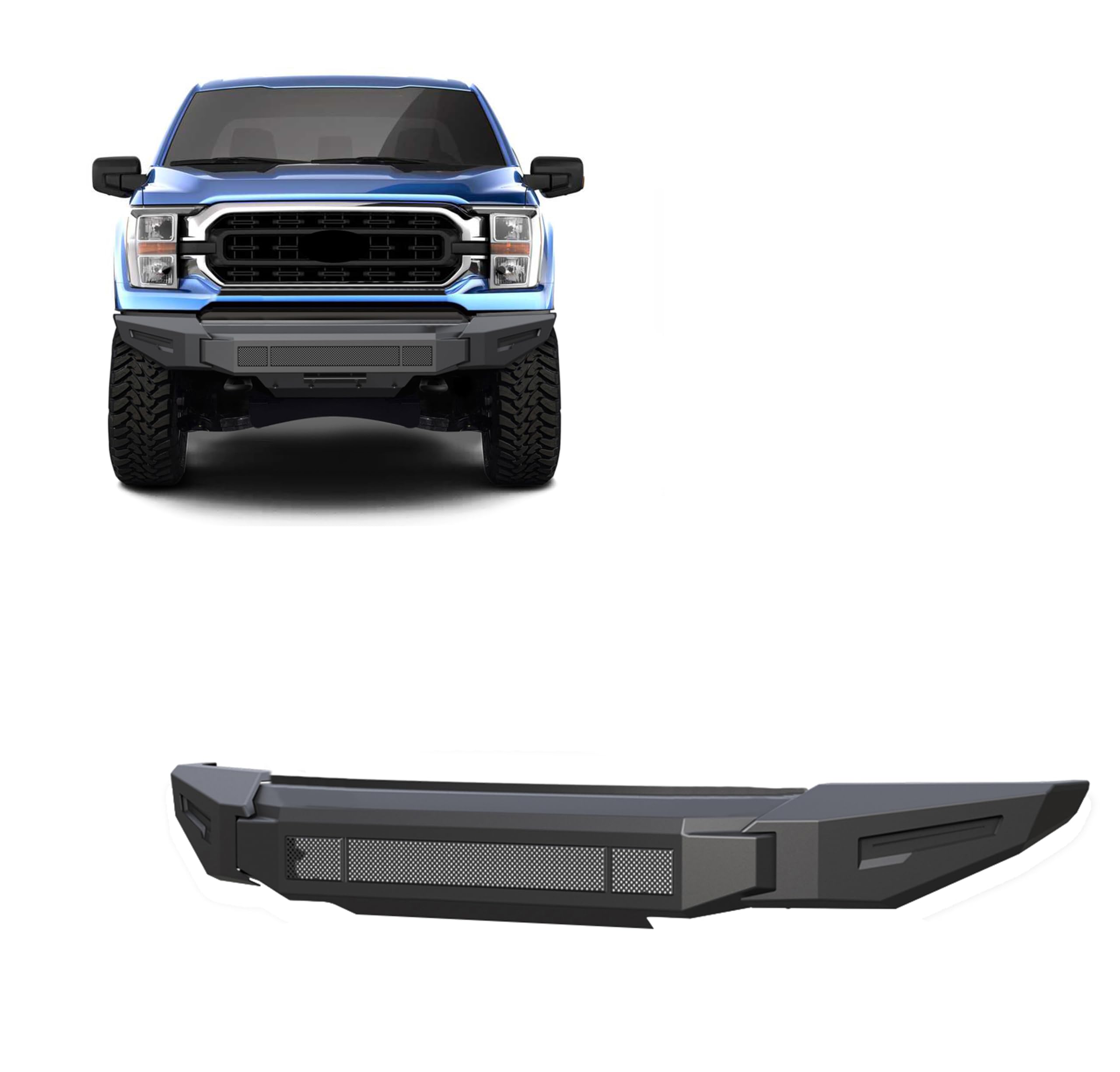 Heavy Duty Black Horse Armour II Modular Front Bumper Matte Black Compatible with 2021-2023 Ford F-150-AFB-F121-BU