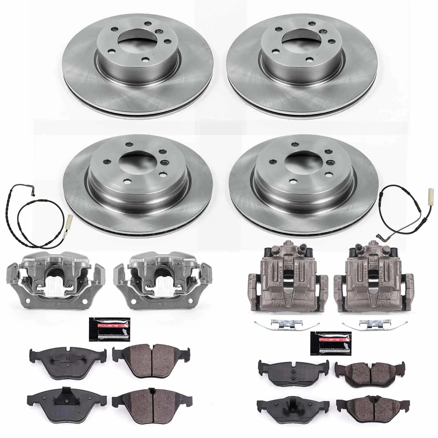 Power Stop Autospeciality Replacement Front and Rear Caliper Kit- OE Rotors, Brake Pads, Ceramic Calipers