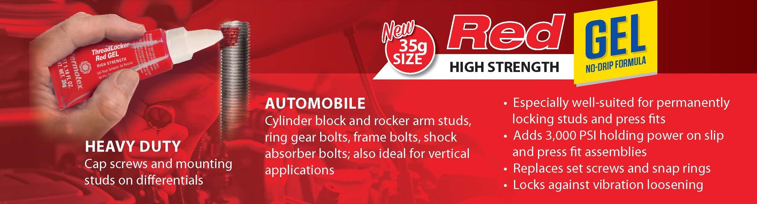 High Strength Permatex Threadlocker Red Gel, 35g