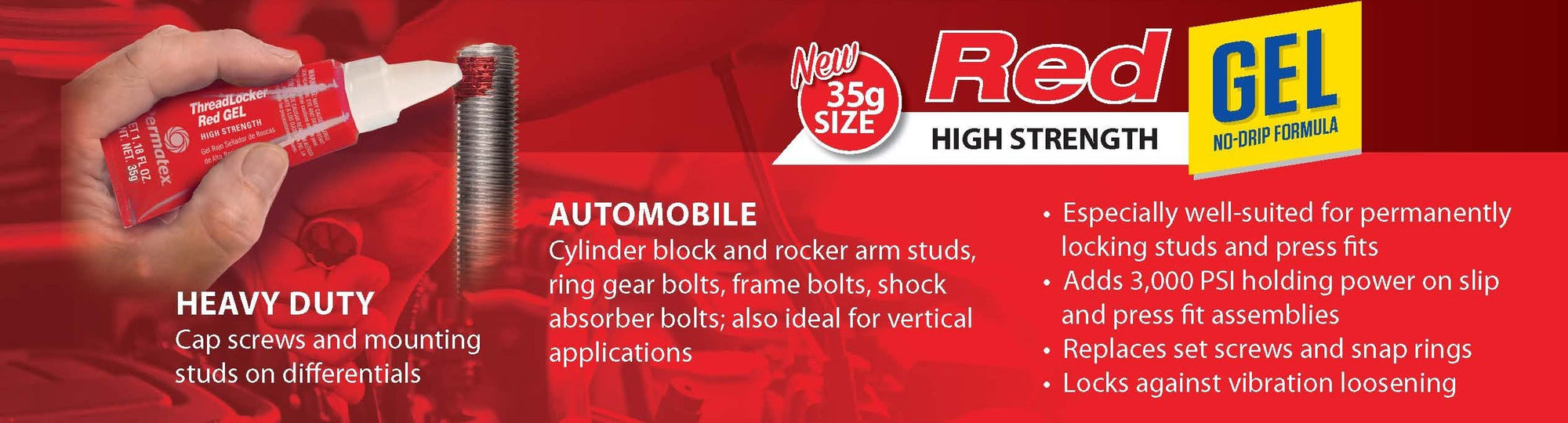High Strength Permatex Threadlocker Red Gel, 35g