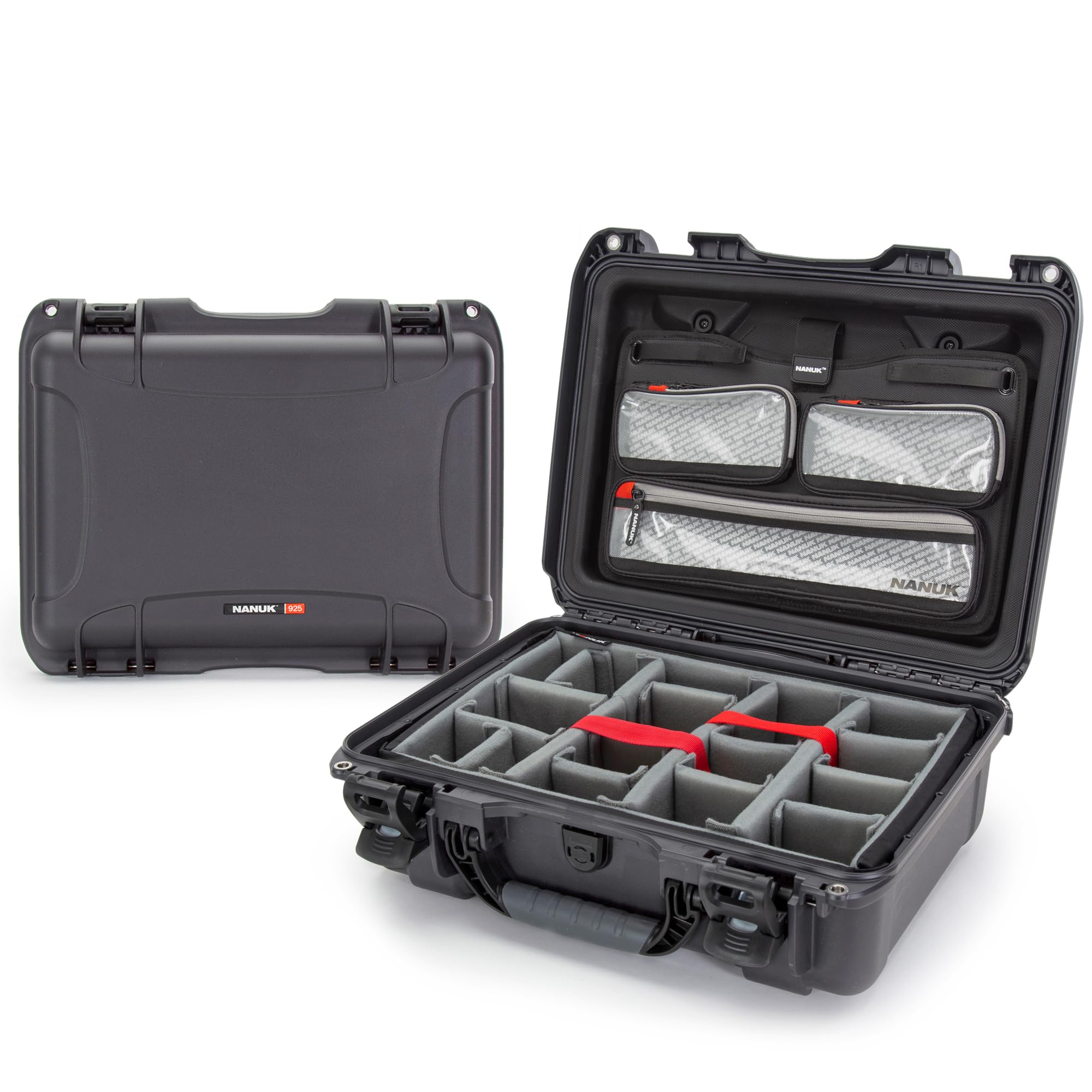 Pro Photo Kit NANUK 925 – Waterproof Travel Camera Hard Case with Padded Dividers & Lid Organizer, 18.7” x 14.8” x 7”, Dustproof & Impact-Resistant Airline Carry-On Approved – Graphite