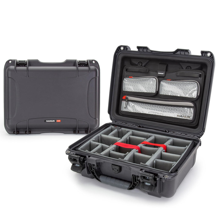 Pro Photo Kit NANUK 925 – Waterproof Travel Camera Hard Case with Padded Dividers & Lid Organizer, 18.7” x 14.8” x 7”, Dustproof & Impact-Resistant Airline Carry-On Approved – Graphite