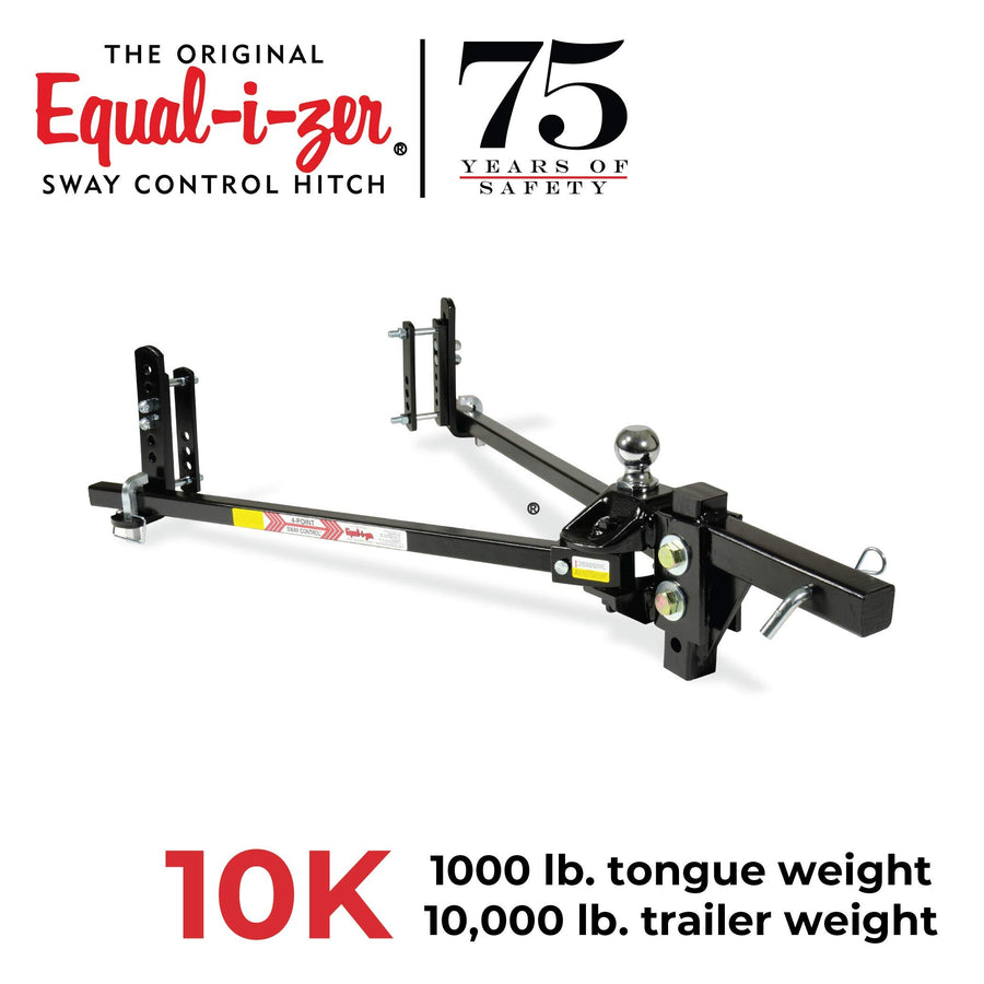 Equal-i-zer Sway Control 4-point Hitch, 90-00-1001, 10,000 Lbs Trailer Weight Rating, 1,000 Lbs Tongue Weight Rating, Weight Distribution Kit DOES NOT Include Hitch Shank, Ball NOT Included