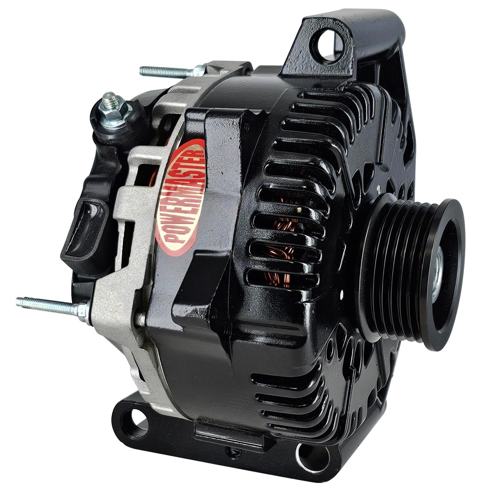 Black Powermaster 584031 Alternator (4G 200A 6 Groove Pulley Trans Mating 1 Wire)