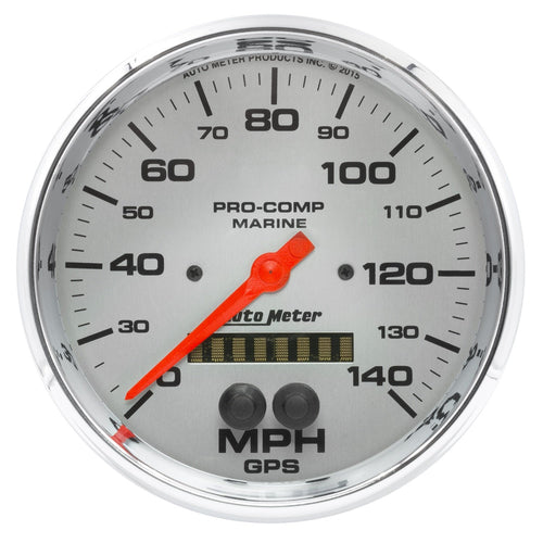 Gauge AutoMeter Speedometer (Marine Chrome Ultra-Lite 5", 140Mph, GPS, Marine Chrome 200647-35)
