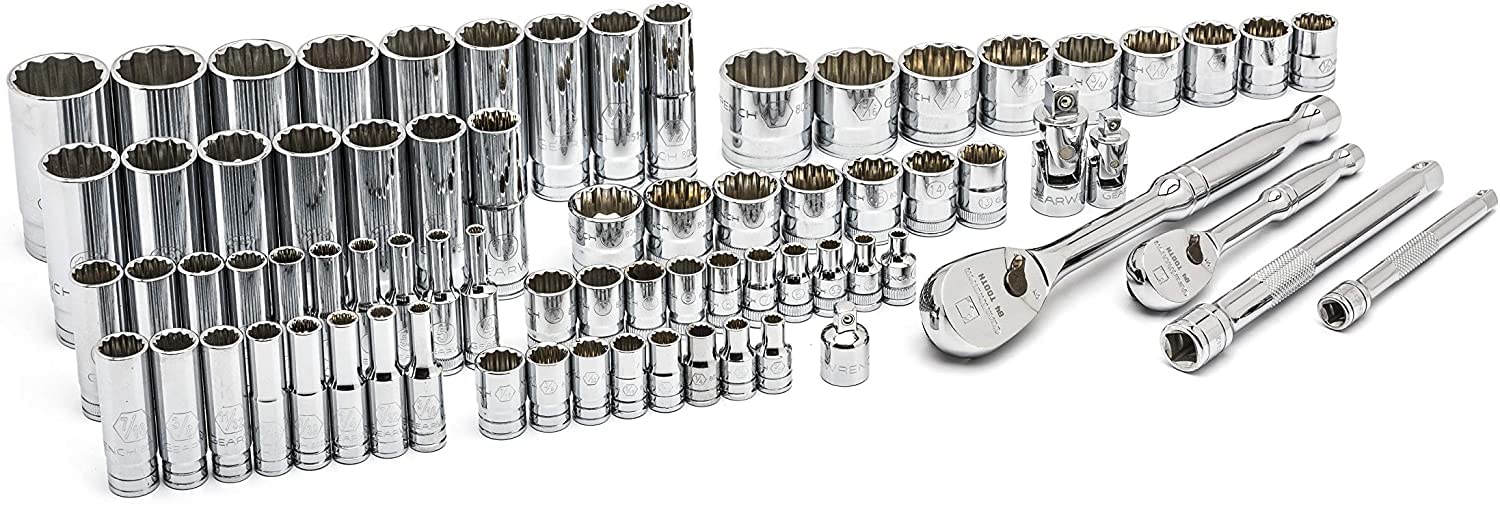 1/4" & 3/8" Drive GEARWRENCH 76 Pc. Standard & Deep Mechanics Tool Set, SAE/Metric - 80948