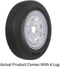 33059 AMERICANA ST225/75R15 D/6H SPK WH STR KR, 15 Inch Diameter x 6 Inch Width; 6 x 139.7 Millimeter/ 6 x 5.50 Inch Bolt Pattern; 8 Spoke; 2 Piece Welded Steel Construction; White With Stripes; ST225 x 75R15; 1 Year Worry-Free Warranty; Tr
