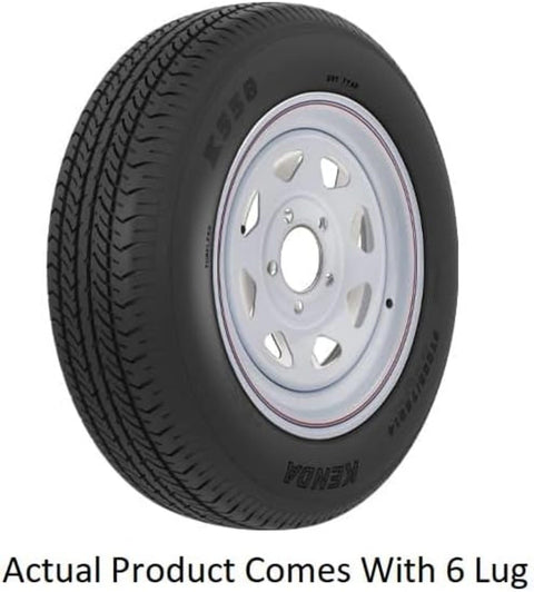 33059 AMERICANA ST225/75R15 D/6H SPK WH STR KR, 15 Inch Diameter x 6 Inch Width; 6 x 139.7 Millimeter/ 6 x 5.50 Inch Bolt Pattern; 8 Spoke; 2 Piece Welded Steel Construction; White With Stripes; ST225 x 75R15; 1 Year Worry-Free Warranty; Tr
