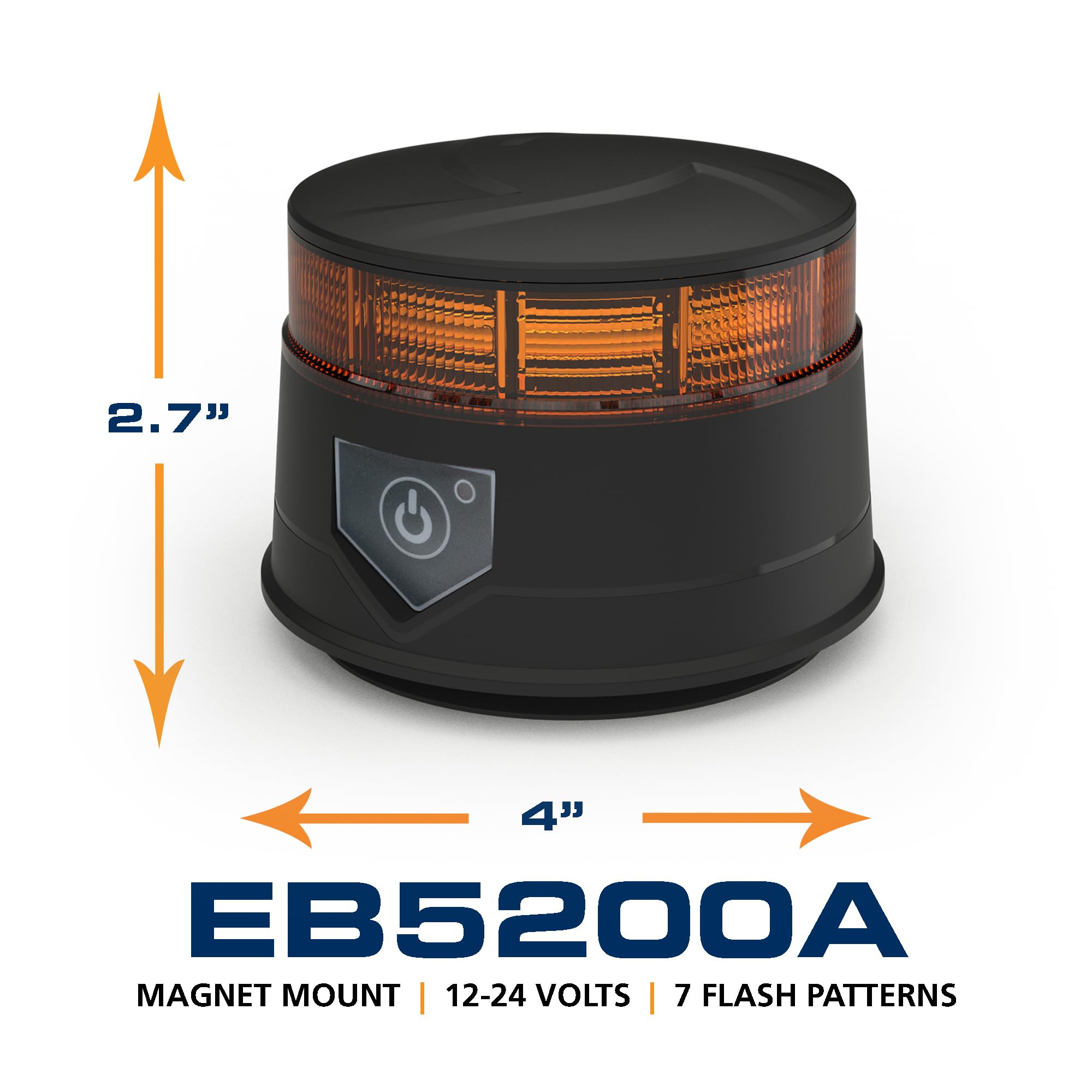 ECCO 3 Inch LED Beacon Warning Flash Amber Light Magnet Mount 12V 24V for Industrial Vehicles Applications Tractor Forklift Excavator, 5 Year Warranty