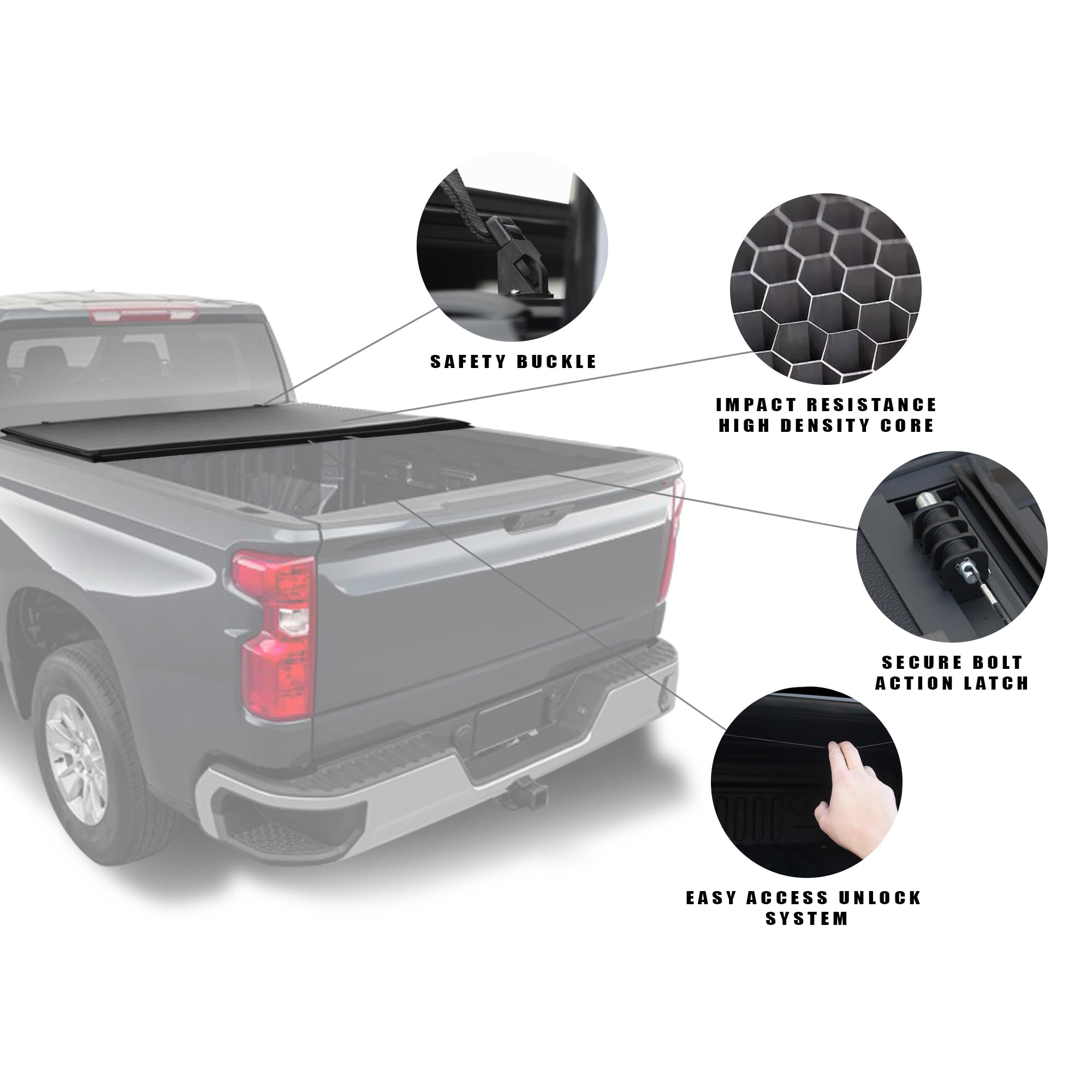 CoveRex Armordillo TFX Low Profile Flush Mount Hard Tri-Fold Truck Bed Tonneau Cover 7162266 Fits 2019-2024 Chevy Silverado GMC Sierra 1500/2022 LTD Limited 6.5 Ft (78") Bed