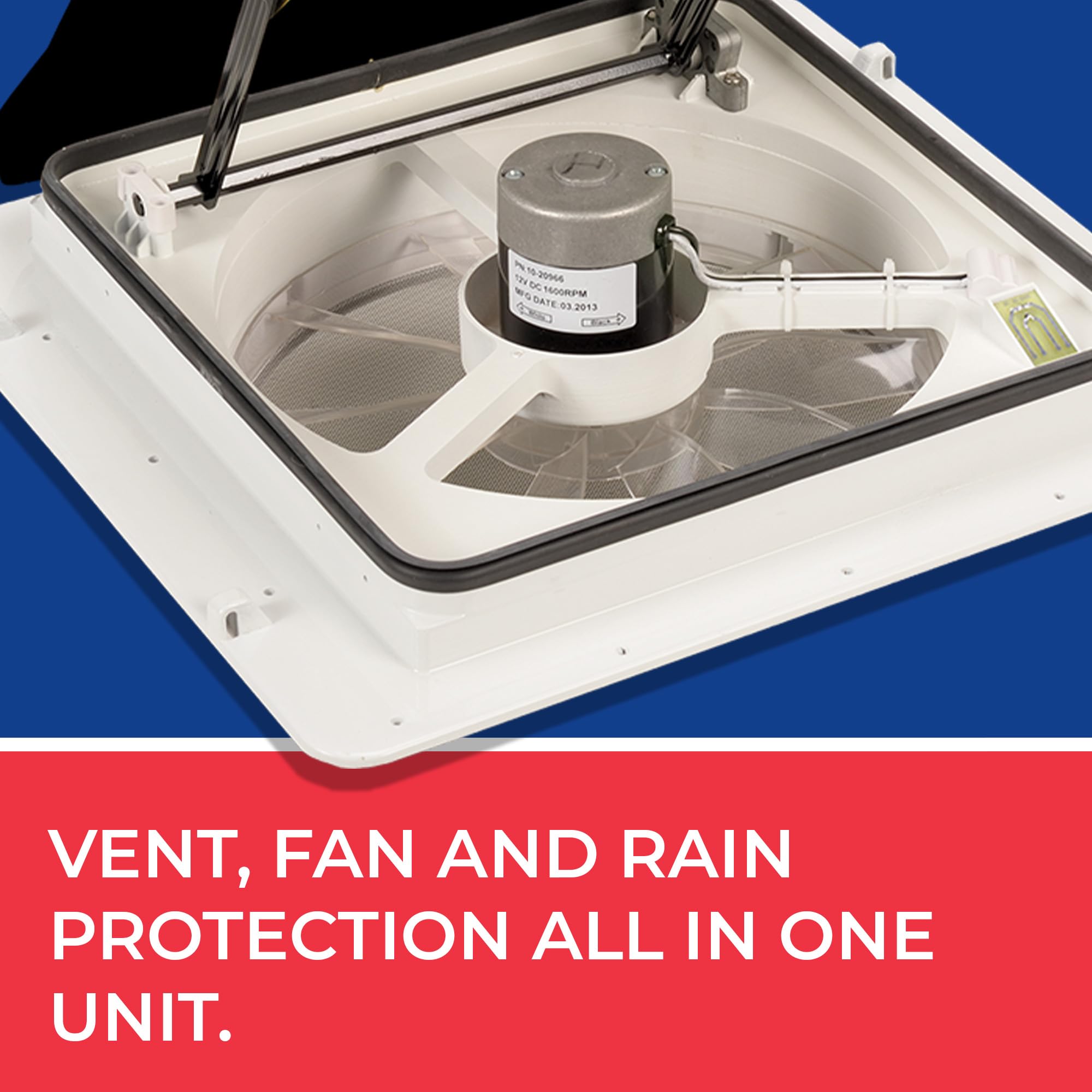 Maxxfan Plus MAXXAIR High Powered 10-Speed RV Intake and Exhaust Fan - Manual or Remote Control Electric Opening, Easy Ceiling Controls, Rain Sensor with Automatic Lid Closure, Smoke (00-04500K)