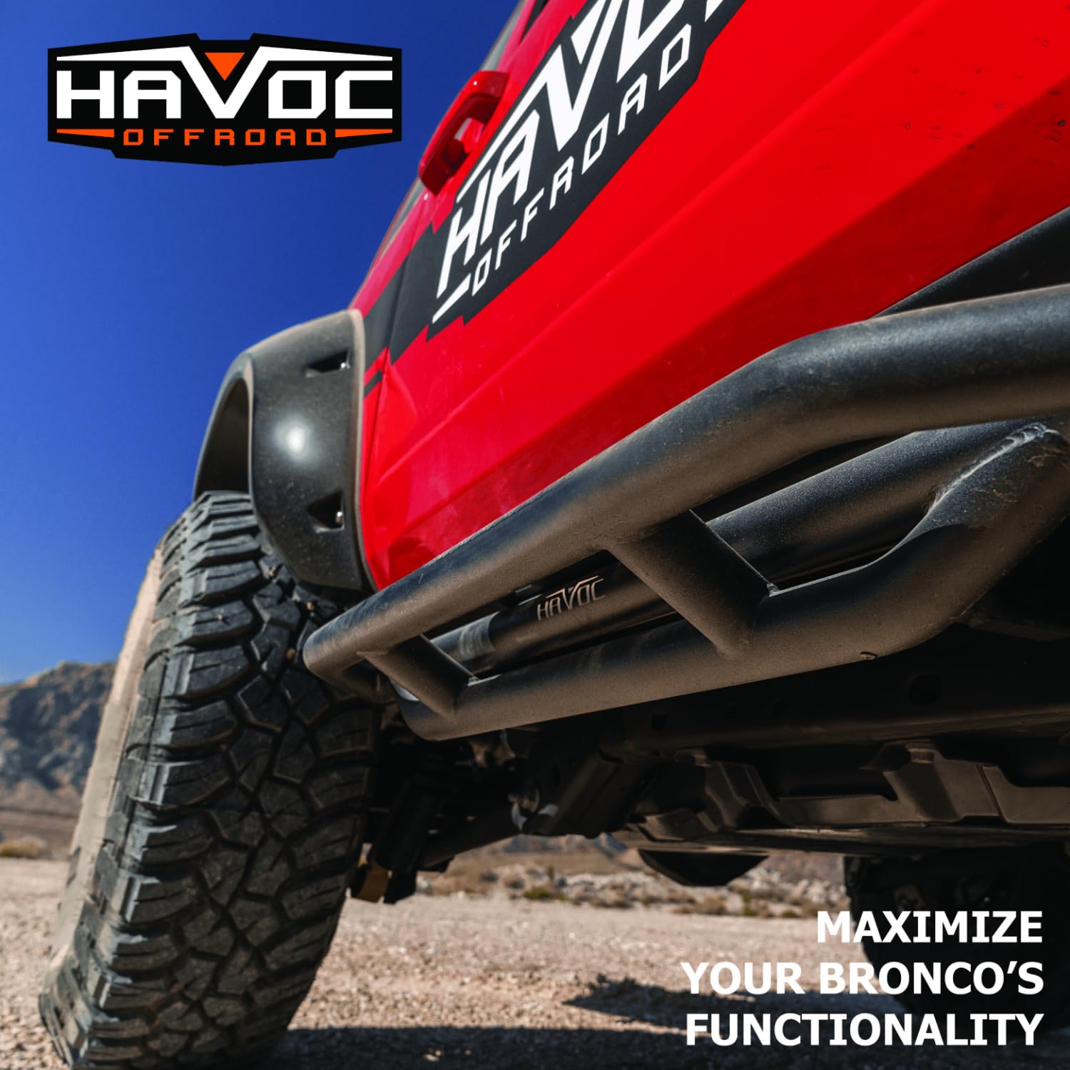 TrailCrawler Steps HAVOC OFFROAD for Ford Bronco 2-Door | Corrosion Resistant, Steel, Black | HFB-06-001 | 2021-2025 Ford Bronco, 2-Door