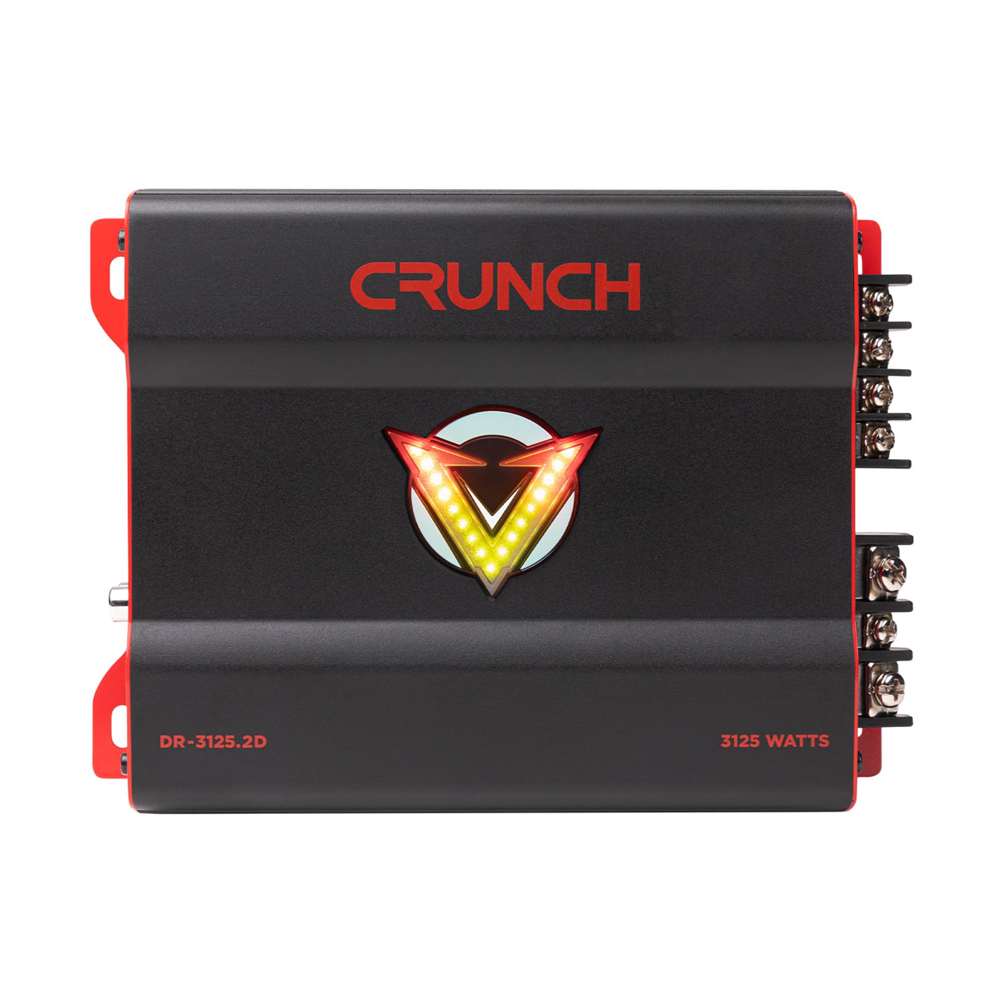 2 Channel Crunch 3125W Car Audio Subwoofer Amplifier with Adjustable Crossovers, Bass Knob & Remote, LED VU-Meter, QTD Cooling and PWM Power Supply