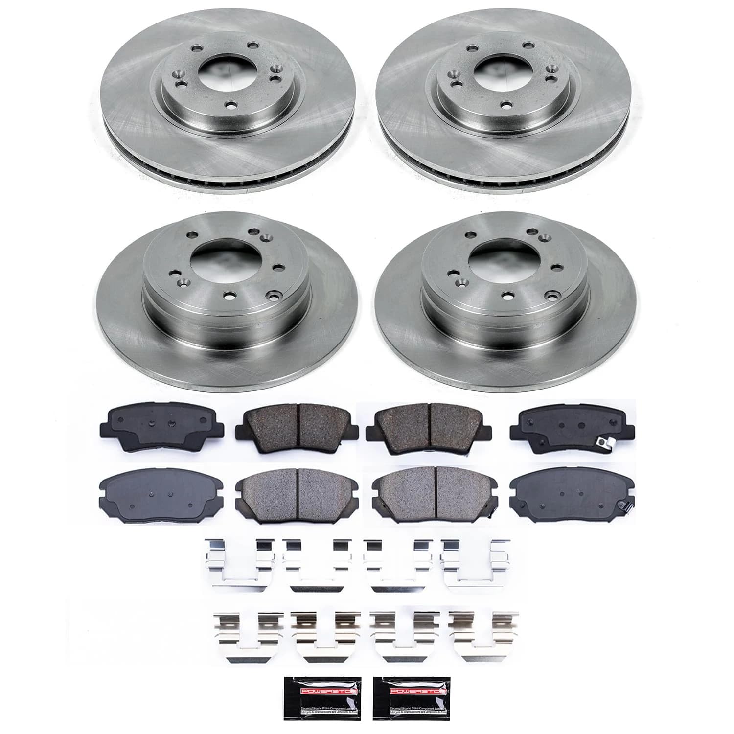 POWERSTOP Stock Replacement Front and Rear Brake Pads and Rotors Brake Kit Autospecialty For Hyundai Sonata 2009-2010 [Vehicle Specific]