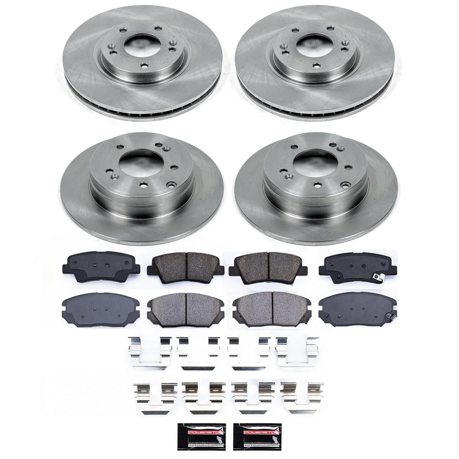 POWERSTOP Stock Replacement Front and Rear Brake Pads and Rotors Brake Kit Autospecialty For Hyundai Sonata 2009-2010 [Vehicle Specific]