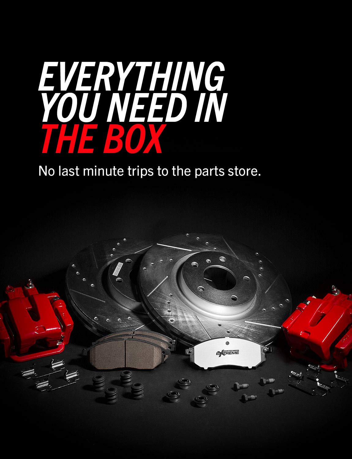Power Stop Z36 KC7225-36 Brake Pad and Rotor Kit Front and Rear with Red Powder Coated Calipers For Chevrolet Tahoe 2015-2020 [Model Specific]