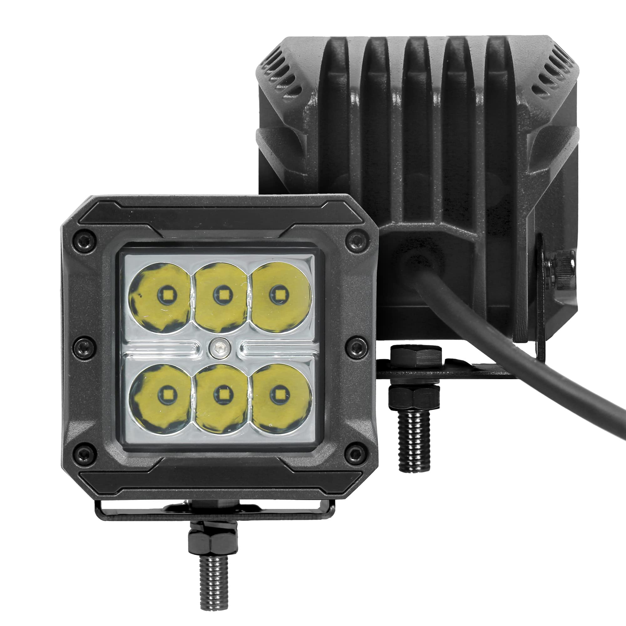 Xplor Lighting: Go Rhino Bright Series 3x3 LED Cube Spot Light Kit (Pair) | Surface Mount (Threaded Stud Mount) Aluminum, Black | 751803023SCS