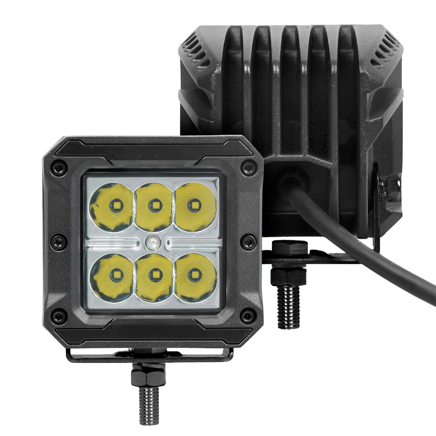 Xplor Lighting: Go Rhino Bright Series 3x3 LED Cube Spot Light Kit (Pair) | Surface Mount (Threaded Stud Mount) Aluminum, Black | 751803023SCS