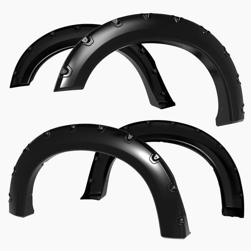 Tyger Auto Fender Flare 2008-2010 Compatible with Ford F-250 F-350, Smooth Textured Black Paintable Bolt-Riveted Style 4pc | TG-FF8F4688