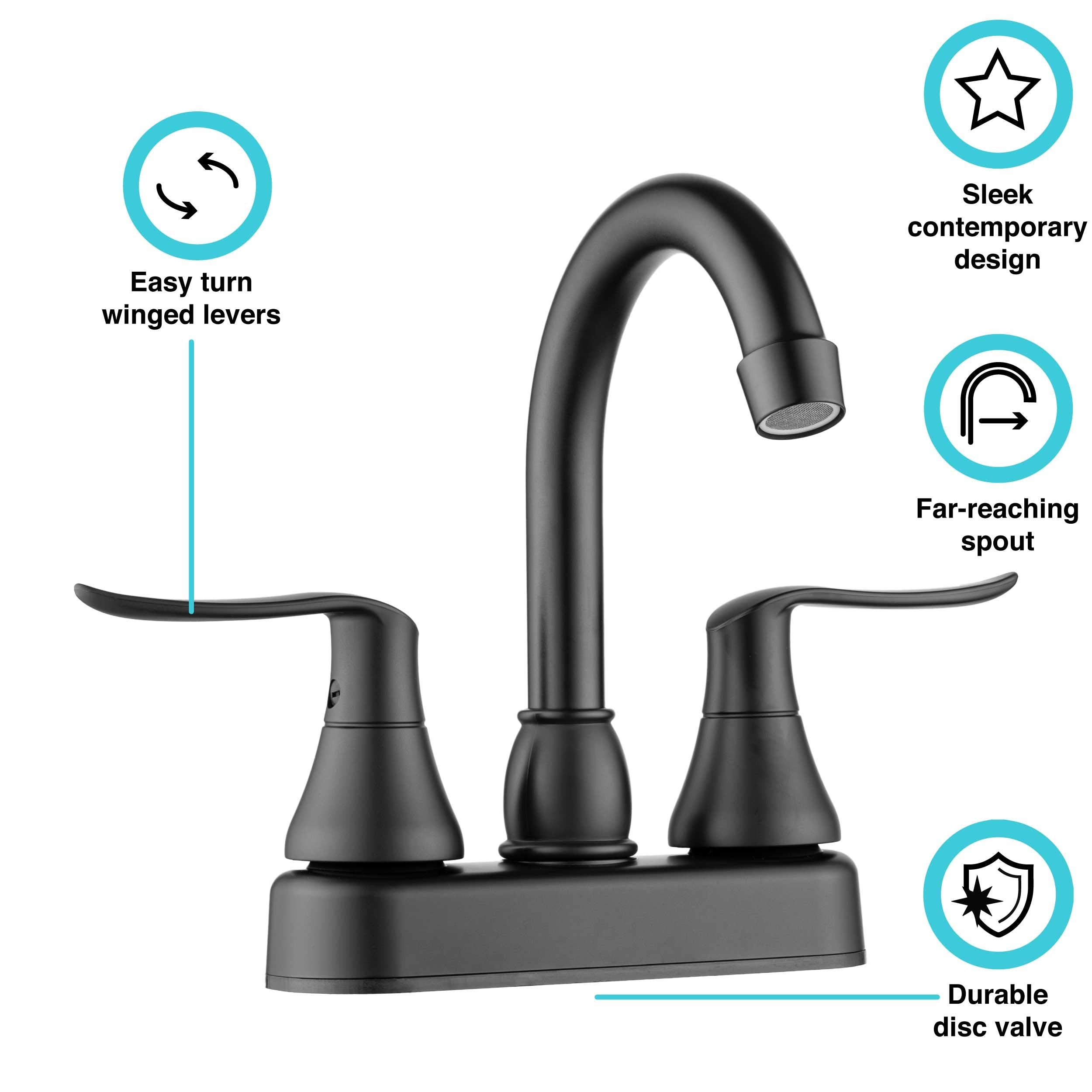 RV Swivel Bar Faucet Dura Faucet (DF-PB155LH-MB) with Classical Levers - Matte Black