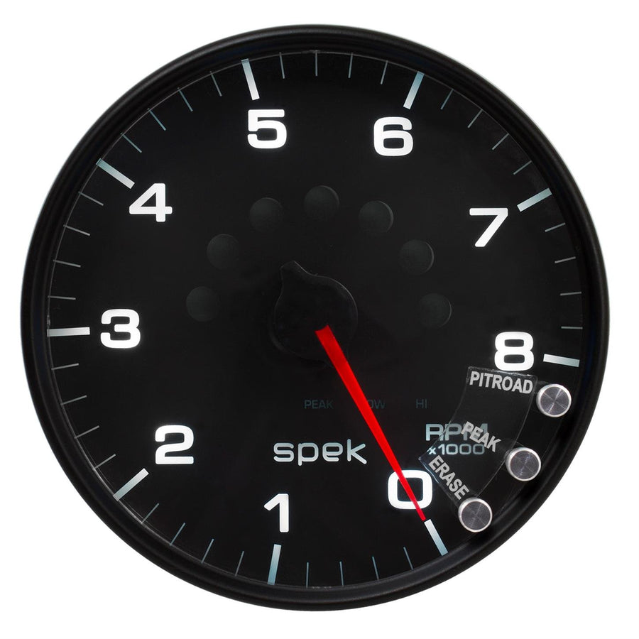 AutoMeter Gauge P23832 Tachometer (Spek-Pro 5", 8K RPM, with Shift Light & Peak Mem, Black/Black, Spek-Pro)
